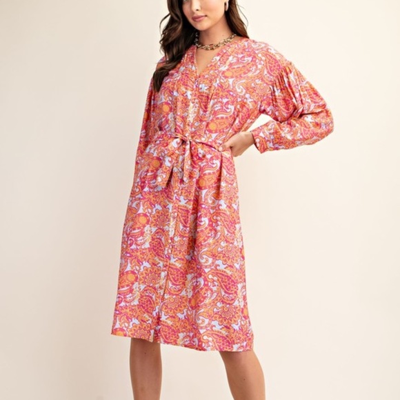GiGio Button Down Satin Shirt Dress Violet Mix - Picture 1 of 3